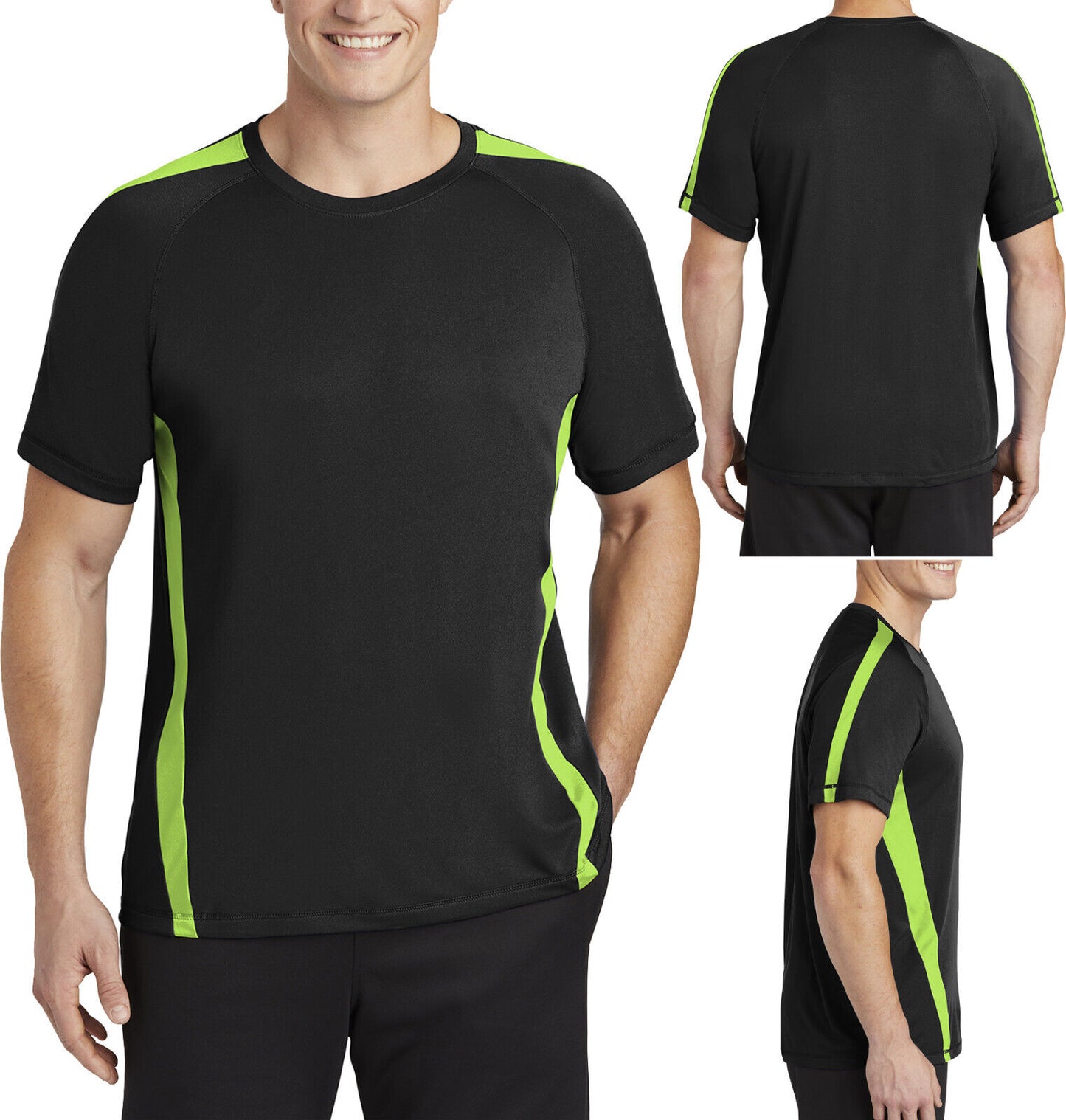 Mens Moisture Wicking T-Shirt Two Tone dri-fit Performance XS - XL, 2X 3X 4X