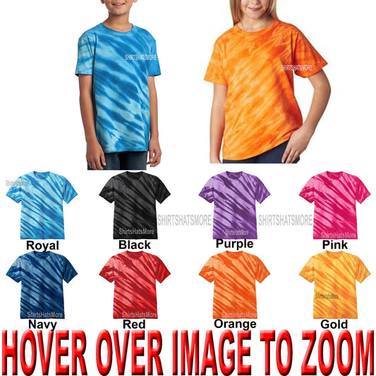 YOUTH Tie Dye T-Shirt Tiger Stripe XS,S,M,L,XL Boys Girls Unisex Kids Tye Died