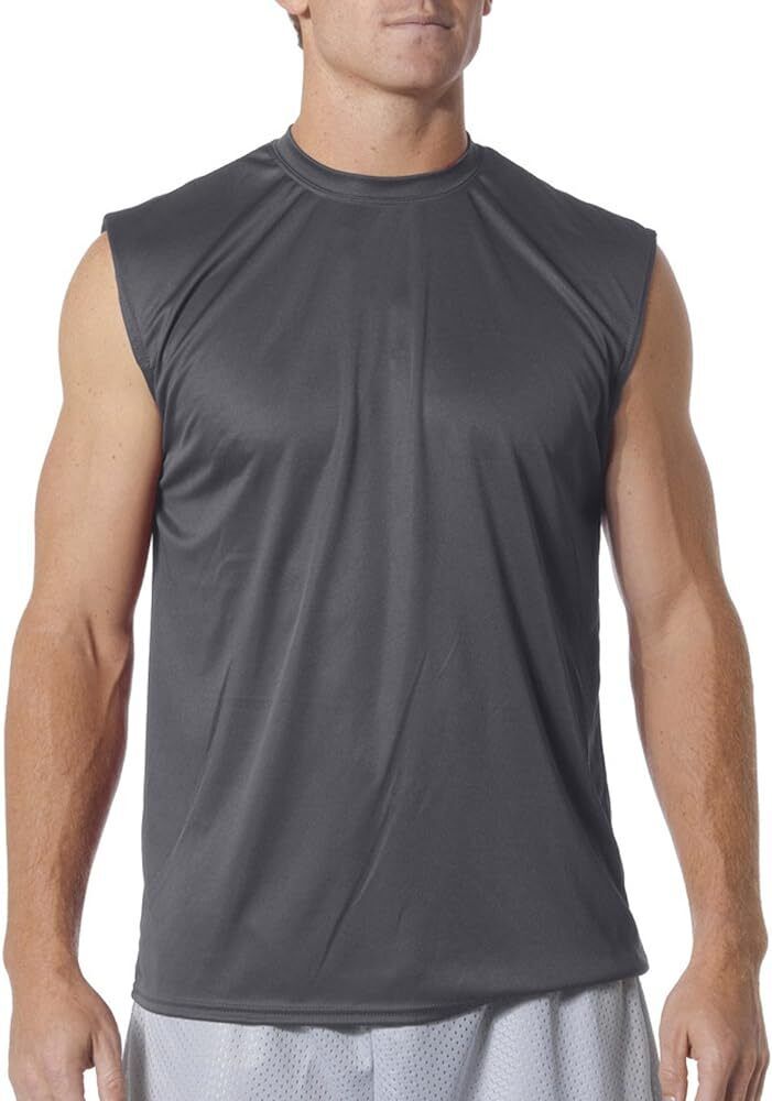 Mens Moisture Wicking Sleeveless T-Shirt Cooling Stain & Odor Resistant Tee S-3X