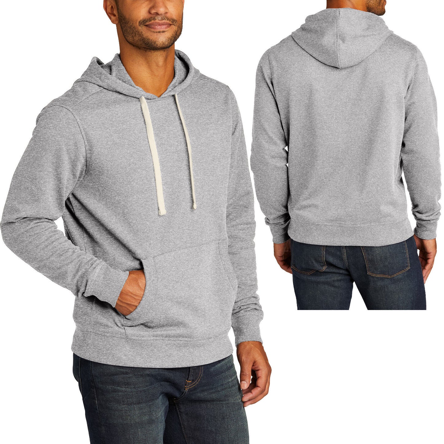 Mens Sustainable Heathered Fleece Hoodie Winter Warm Sweatshirt XS-4XL NEW!