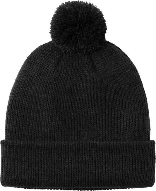 Ladies Cozy Pom Beanie Adjustable Cuff Womens Winter Snow Warm Hat Headwear NEW!