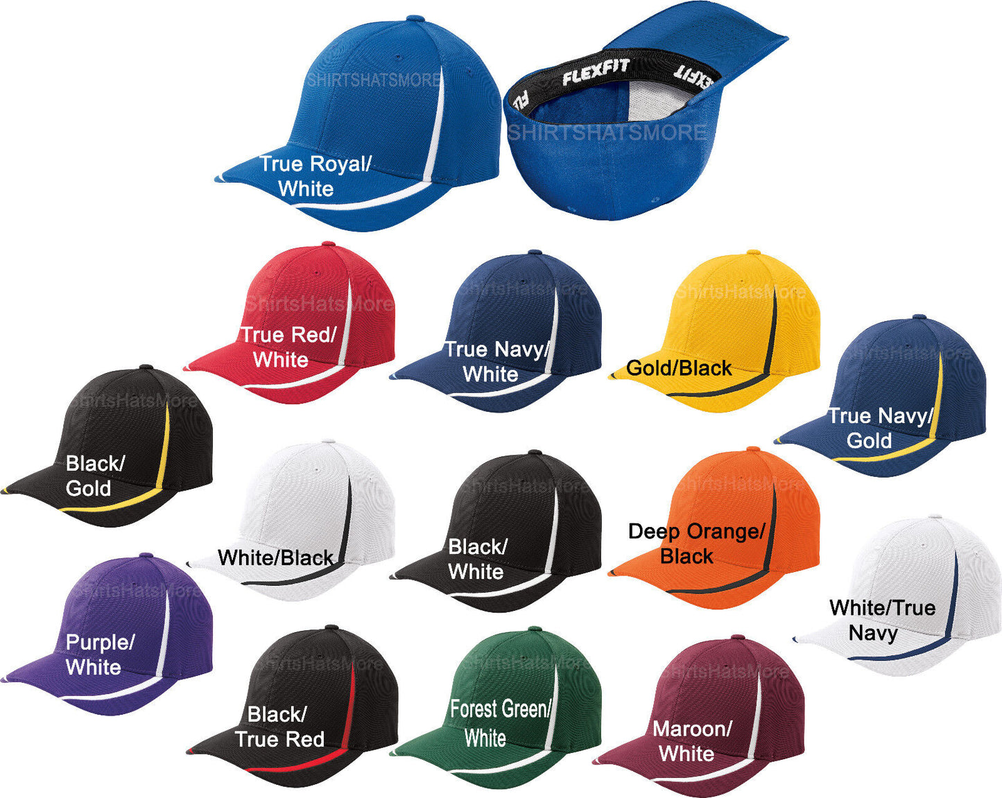 Flexfit Mens Fitted Colorblock Hat Moisture Wicking Baseball Cap Flex Fit NEW