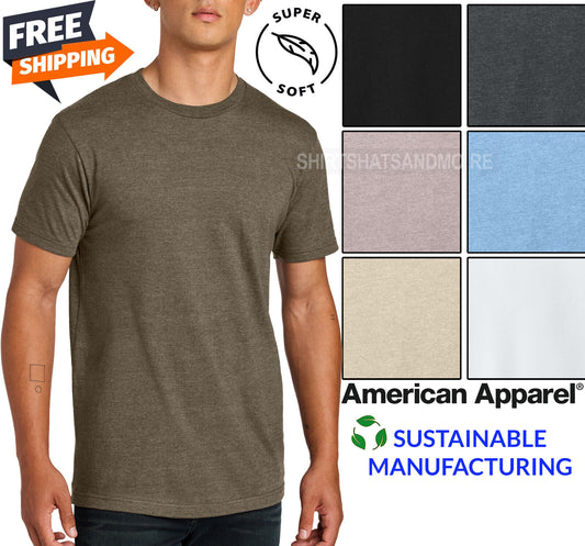 American Apparel Heathered Mens Soft Blended T-Shirt Relaxed Fit Tee S-3XL NEW!