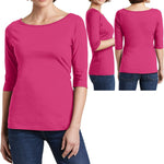 Ladies Plus Size T-Shirt 3/4 Sleeve Soft Preshrunk Womens Top Tee XL, 2X, 3X, 4X