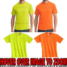 Load image into Gallery viewer, MENS Safety T-Shirt w/ Pocket High Visibility Safety Green Orange S-2X, 3X NEW