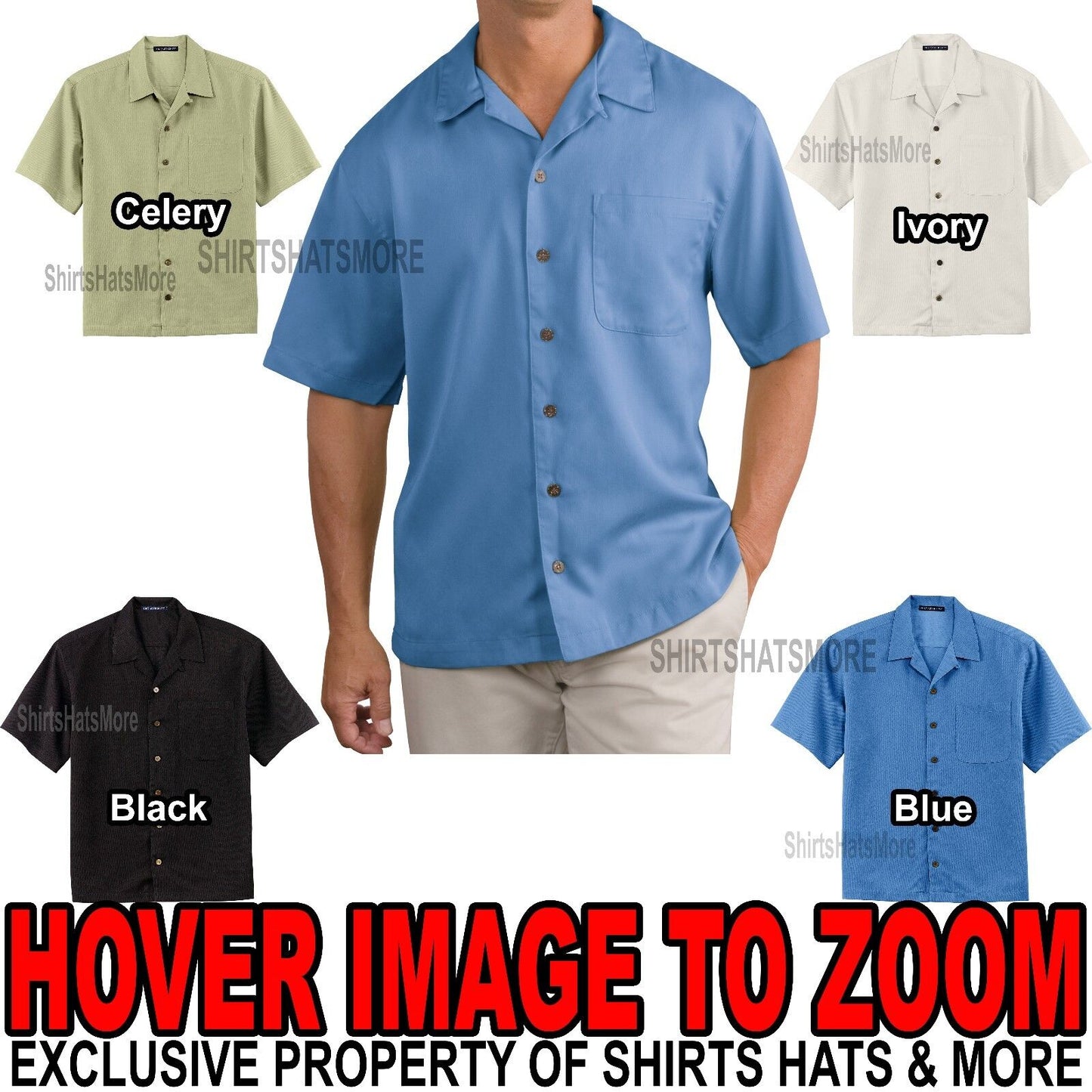 Mens Camp Shirt Wrinkle Resistant High Quality XS S, M, L, XL, 2XL, 3XL, 4XL NEW