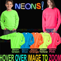 Youth NEON Crewneck Sweatshirt Warm No Hood Pullover Boys Girls Child Kids NEW