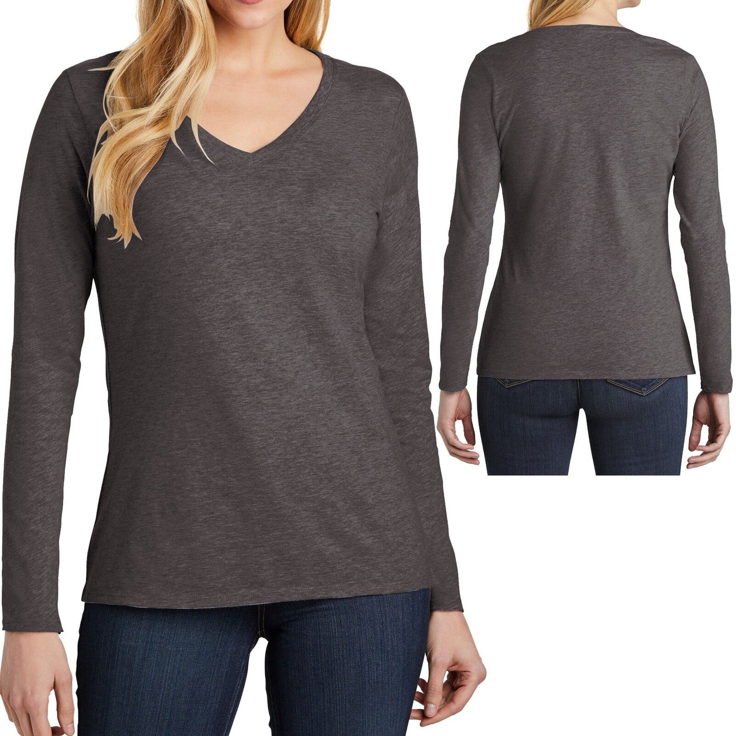 Ladies Plus Size Long Sleeve T-Shirt V-Neck Soft Cotton Womens Tee XL 2XL 3XL 4X