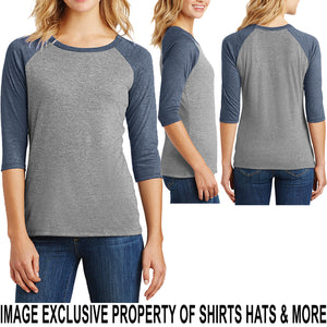 Ladies Plus Size Soft Tri Blend 3/4 Sleeve Baseball T-Shirt Womens 2XL, 3XL, 4XL