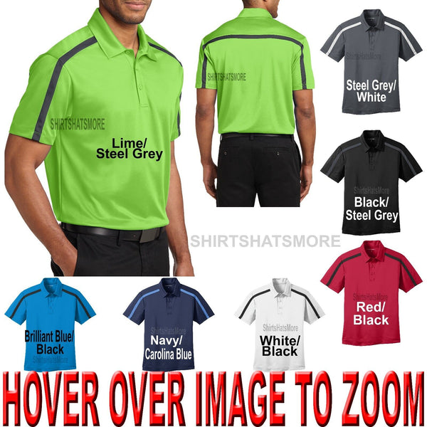Mens Polo Shirt Shoulder Stripe Dri Fit Moisture Wicking Golf  XS-XL 2X 3X 4X