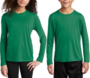 Youth Long Sleeve Fishing T-Shirt UPF 50 UV Moisture Wicking Kids Boy Girl XS-XL
