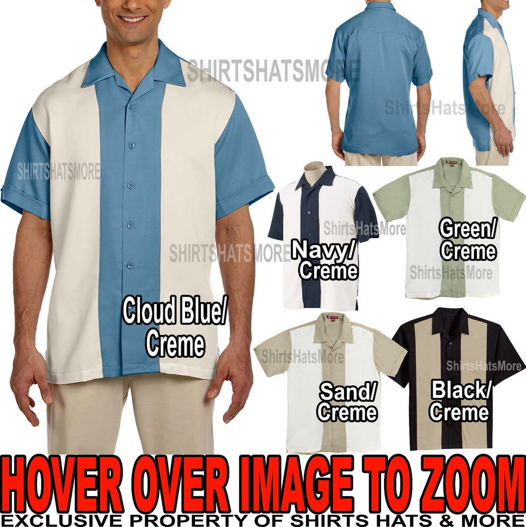 Mens Two Tone Camp Shirt Wrinkle Resistant Tropical Bowling S-XL 2XL,3XL,4XL NEW