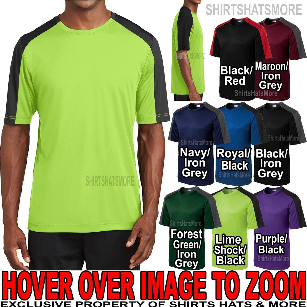 Mens Moisture Wicking T-Shirt Two Tone DriFit Athletic XS-XL, 2XL, 3XL, 4XL NEW
