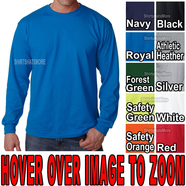 Mens Long Sleeve T-Shirt 100% Poly Moisture Wicking FEELS LIKE COTTON S-XL 2X 3X