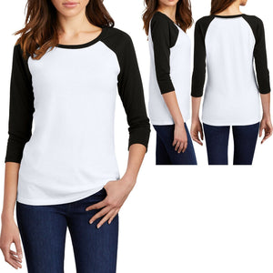 Ladies Plus Size Raglan Tri Blend Baseball T-Shirt 3/4 Sleeve Womens XL 2X 3X 4X
