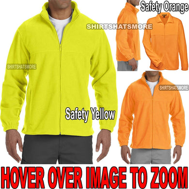 MENS Warm Polar Fleece Jacket Safety Green Orange S, M, L, XL, 2XL, 3XL, 4XL NEW