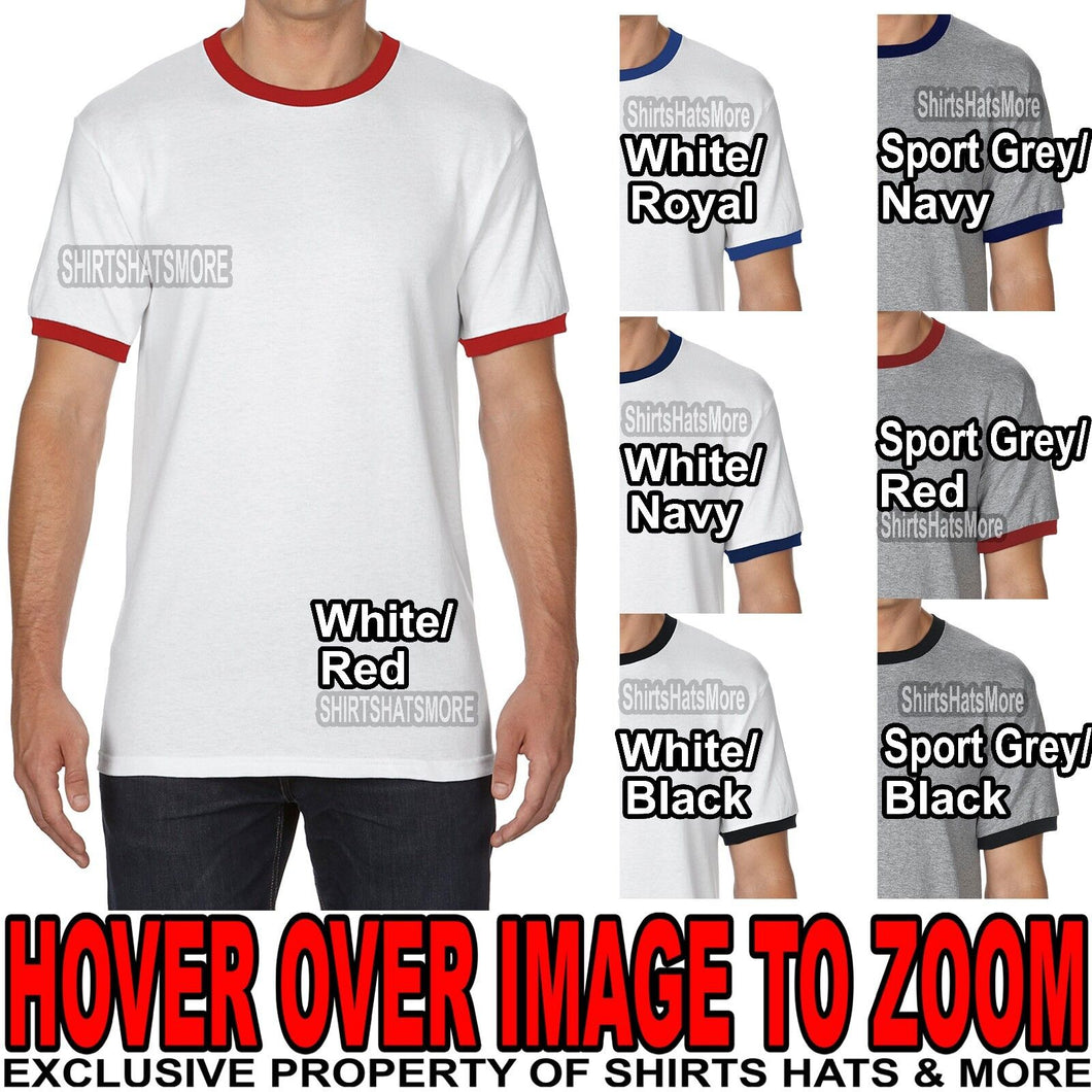 Mens Ringer T-Shirt Two Toned Colors Short Sleeve Plain Tee S, M, L, XL, 2X, 3X