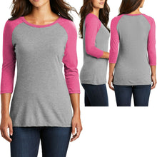Load image into Gallery viewer, Ladies Tri Blend Baseball T-Shirt 3/4 Sleeve Womens Raglan Tee XS-XL 2X, 3X, 4X