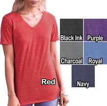 Load image into Gallery viewer, Ladies Snow Heather V-Neck T-Shirt Poly/Cotton Classic Fit Womens S M L XL 2X 3X