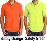 Big Mens Polo Shirt Cotton/Poly Moisture Wicking Golf SAFETY GREEN ORANGE New