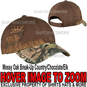 Embroidered Camo Baseball Cap Hunting Hat Mossy Oak Break Up / Chocolate/ Elk