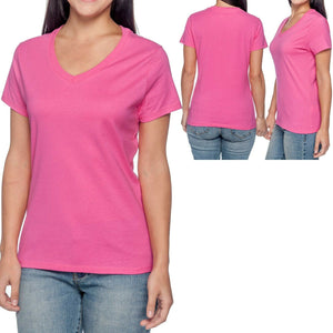 Hanes Ladies V-Neck T-Shirt 100% Cotton Nano Tee Top XS-2XL Womens Tee NEW