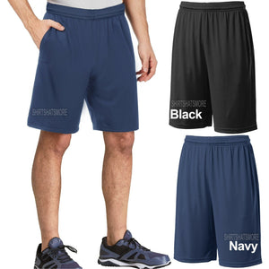 Big Mens Moisture Wicking Shorts With Pockets 9 Inch Inseam XL, 2XL, 3XL, 4XL