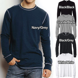 Canvas Mens Thermal T-Shirt Long Sleeve Contrast Stitch Sizes S-2XL Mini Waffle