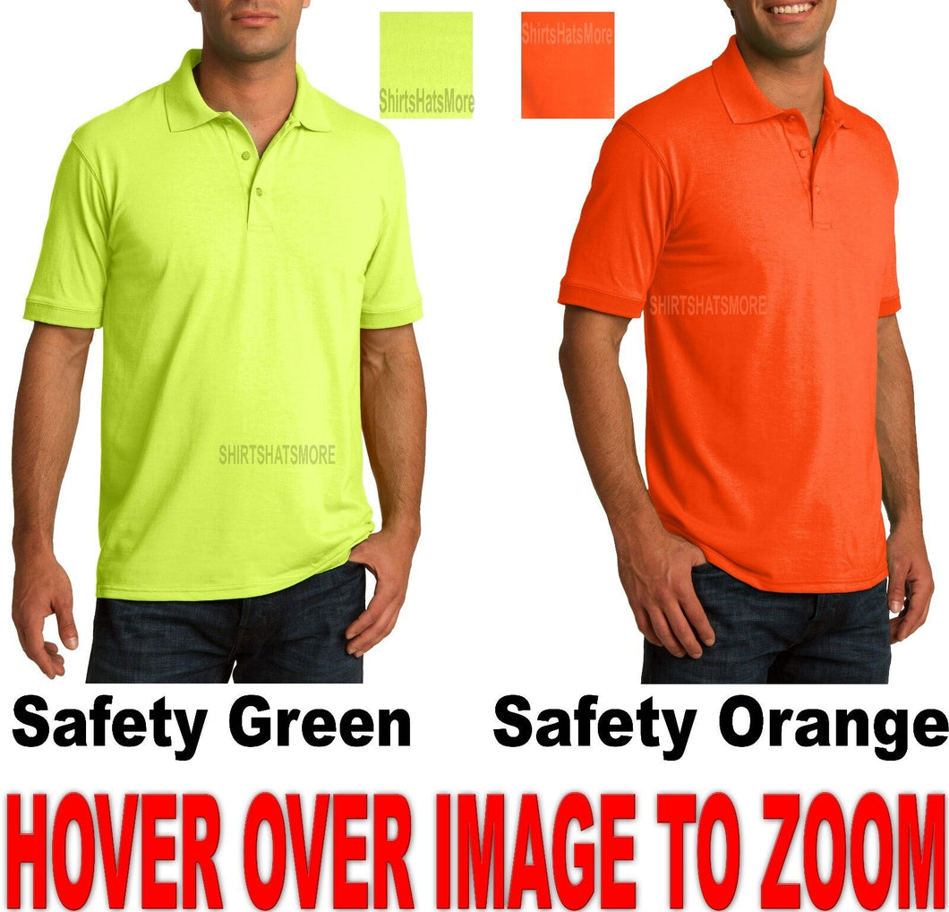Mens Polo Shirt Cotton/Poly Blended HIGH VISIBILITY Safety Green Orange S-XL NEW