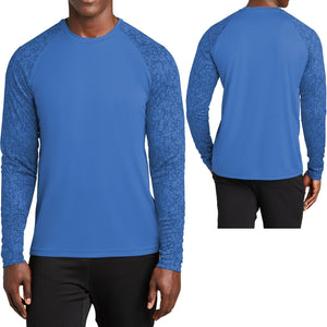 BIG MENS Long Sleeve Digital Camo T-Shirt XL, 2XL, 3XL, 4XL Moisture Wicking Tee