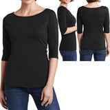 Ladies T-Shirt 3/4 Sleeve Soft Preshrunk Womens Top Tee XS, S, M, L, XL-4X NEW