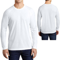 Mens Long Sleeve Tri Blend T-Shirt Moisture Wicking Tee XS-XL 2XL, 3XL, 4XL NEW