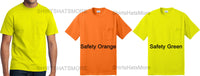 Mens T-Shirt Safety Green Safety Orange with POCKET Cotton/Poly Blend S-3XL NEW