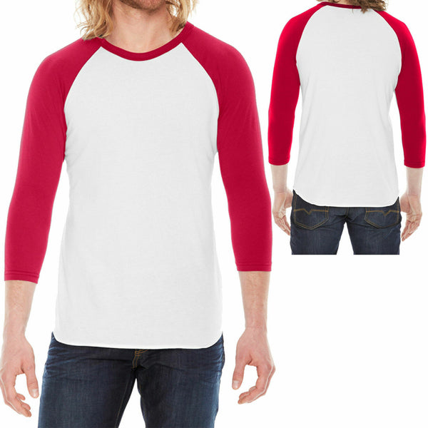 American Apparel Baseball T-Shirt 3/4 Sleeve Raglan Tee XS, S, M, L, XL NEW