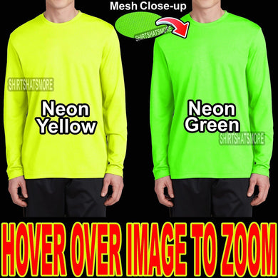 Mens Athletic Long Sleeve T-Shirt NEONS MICROMESH DriFit S-XL 2XL, 3XL, 4XL NEW