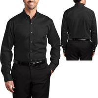 Men's Dress Shirt No Iron Twill Long Sleeve Button Down Shirt Black Size 2XL NEW