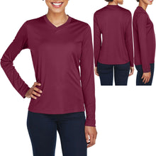 Load image into Gallery viewer, Ladies Plus Size Long Sleeve T-Shirt Moisture Wicking V-Neck Womens XL, 2X, 3X