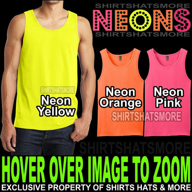 NEONS Young Mens PRESHRUNK Tank Top Sleeveless T-Shirt XS-XL 2XL, 3XL, 4XL NEW