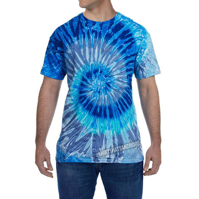 Mens Blue Brilliance Ocean Spiral Tie Dye Tee Tye Die T-Shirt S, M, L, XL NEW