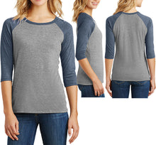 Load image into Gallery viewer, Ladies 3/4 Sleeve Tri Blend T-Shirt Raglan Tee Womens XS-XL 2XL, 3XL, 4XL NEW