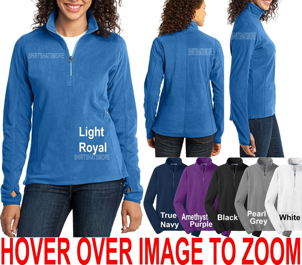 Ladies 1/2 Zip Pullover Sweater Womens Microfleece XS-4X Jacket With Thumbhole