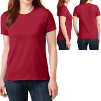 Womens Plain Basic T-Shirt Cotton Poly Blend Feminine Fit Ladies Tee Top XS-4XL