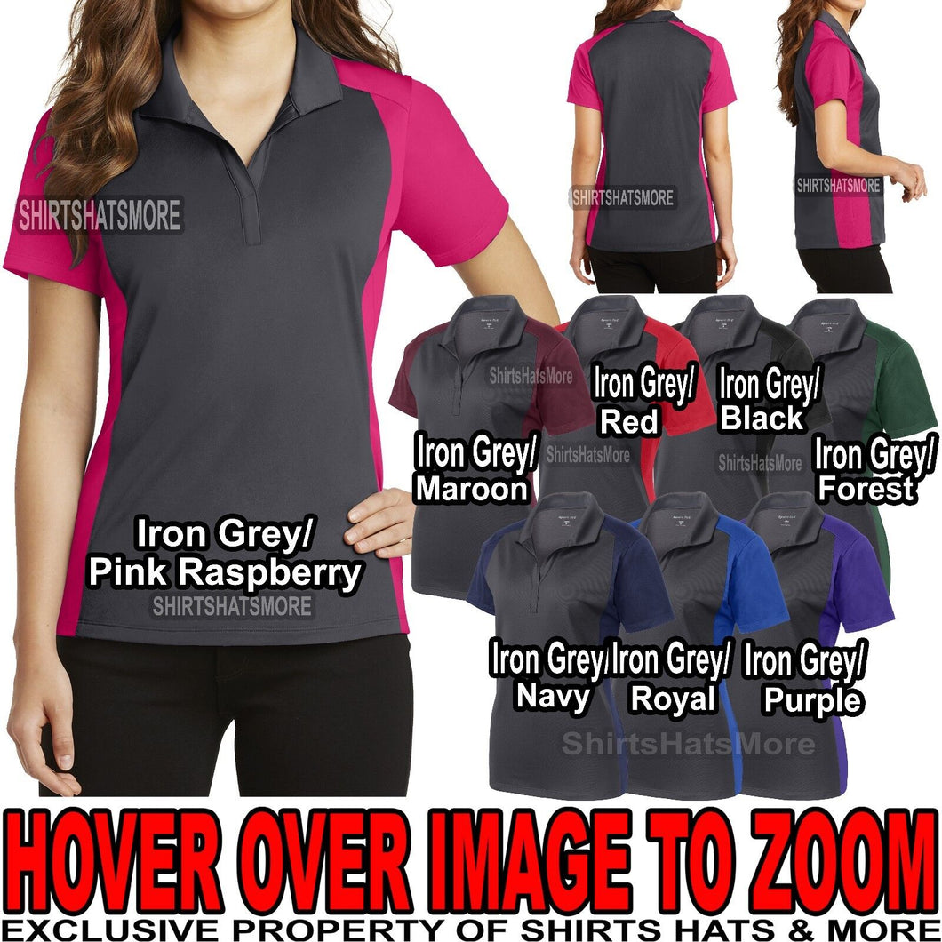 Womens Polo Shirt Two Tone Moisture Wicking Dri Fit Sport-Wick XS-XL, 2X, 3X, 4X