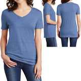 Ladies Plus Size Snow Heather V-Neck T-Shirt Poly/Cotton Womens XL, 2XL, 3XL