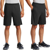 Mens Pocket Shorts Moisture Wicking 9" Inseam XS-XL, 2XL 3XL 4XL NEW