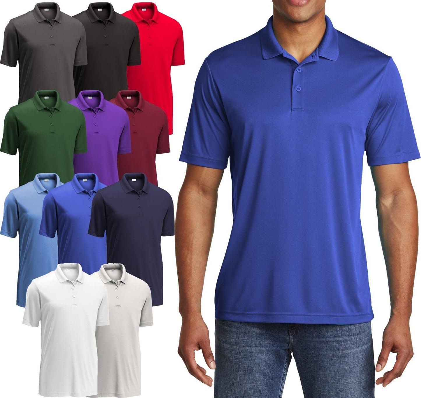 BIG MENS Polo Shirt Performance Dri Fit Moisture Wicking XL, 2XL 3XL, 4XL