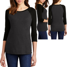Load image into Gallery viewer, Ladies Plus Size Raglan Tri Blend Baseball T-Shirt 3/4 Sleeve Womens XL 2X 3X 4X