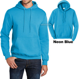 Mens Pullover NEON BLUE Hoodie Adult Sizes S M L XL-4XL Hoody Hooded Sweatshirt