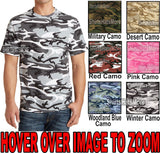 Mens CAMO T-Shirt Pigment Dyed PRESHRUNK Cotton S, M, L, XL, 2XL, 3XL, 4XL NEW