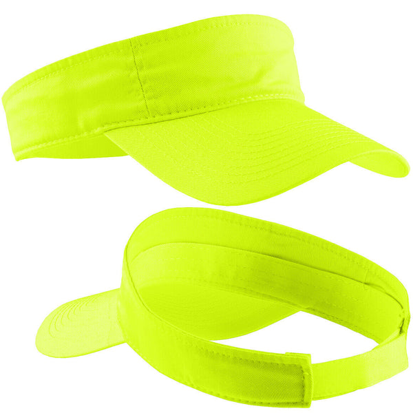 Safety Green/Yellow 3-Panel Visor Hat With Self-Fabric Sweatband Men Women NEW!